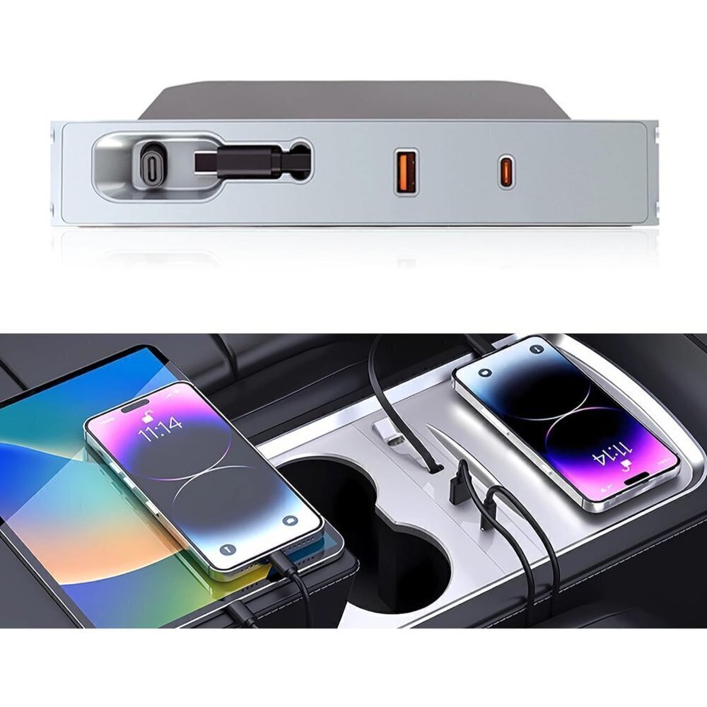 Fast Charger USB Hub Center Console Expansion Compatible with TESLA Model 3